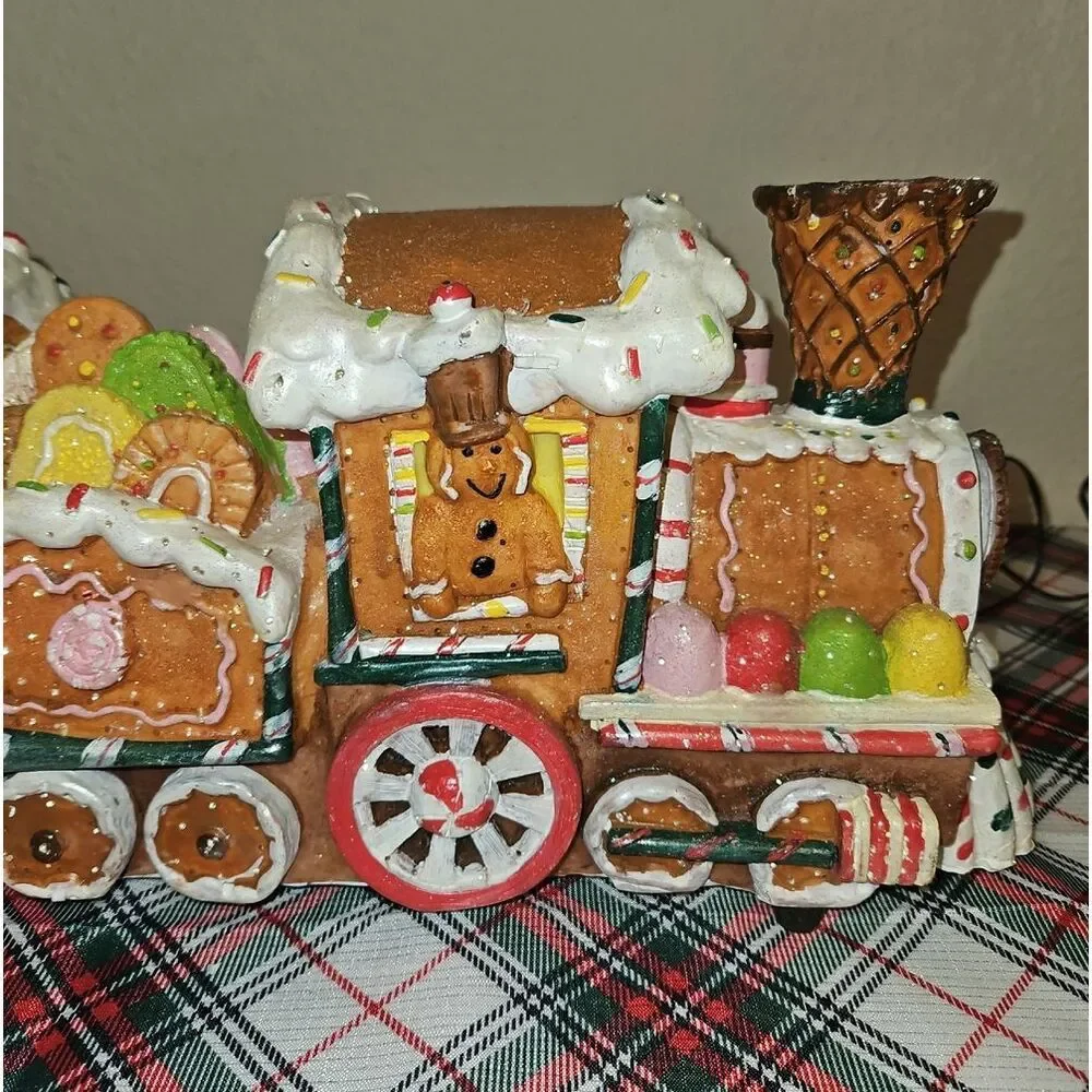 Gingerbread Cookies Fiber Optic Lighted Holiday Train